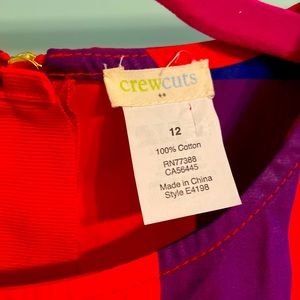 Crew Cuts red and blue dress with tie belt.